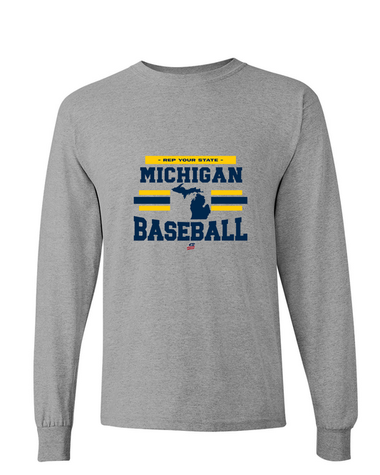 Michigan Logo2 Cotton Long Sleeve Shirt