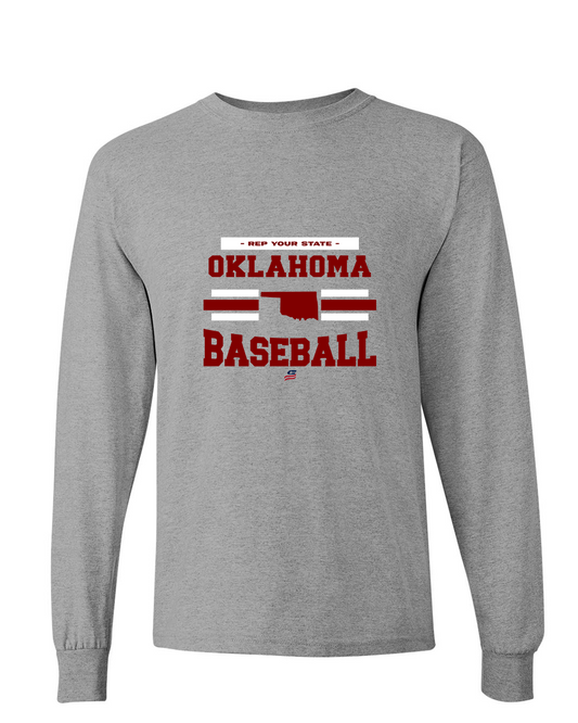 Oklahoma Maroon Logo2 Cotton Long Sleeve Shirt