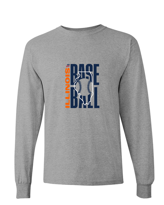 Illinois Logo3 Cotton Long Sleeve Shirt